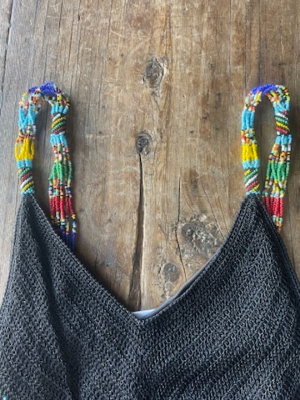 Vintage Knit Mesh Maxi Dress with Beading and Fringe   I   Size  M - Picture 7 of 13